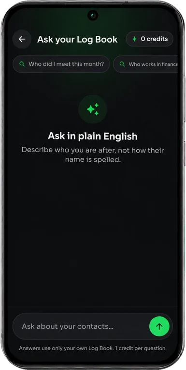 The TAAAPIT “Ask your Log Book” screen with example questions.